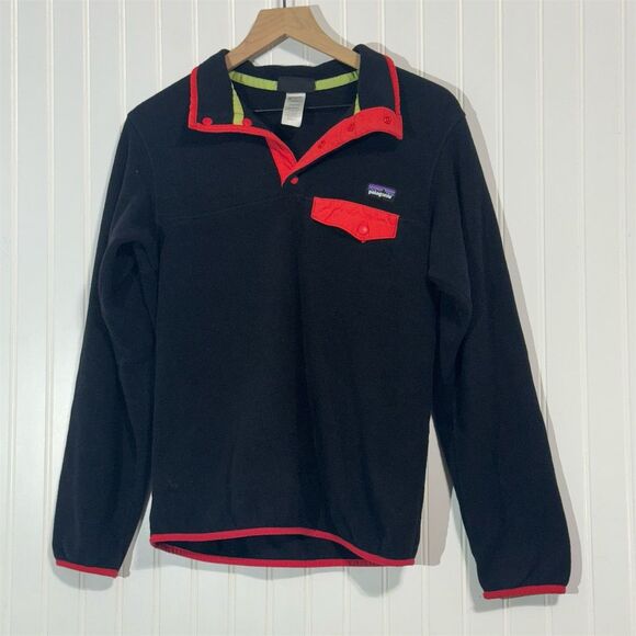 Patagonia Synchilla Snap-T Fleece Pullover Women’s S Black Red Retro Outdoor - Picture 1 of 8